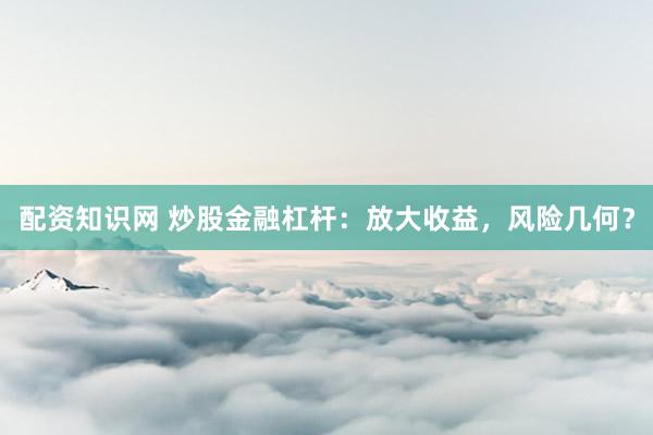配资知识网 炒股金融杠杆：放大收益，风险几何？