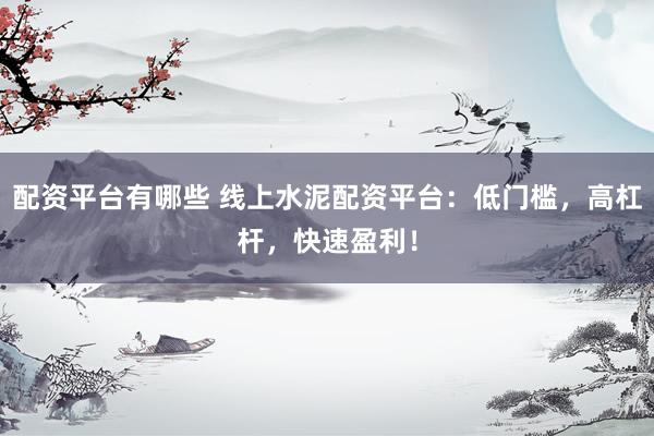 配资平台有哪些 线上水泥配资平台：低门槛，高杠杆，快速盈利！