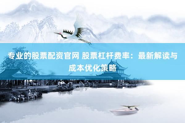 专业的股票配资官网 股票杠杆费率：最新解读与成本优化策略