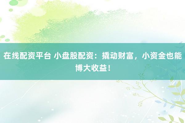 在线配资平台 小盘股配资：撬动财富，小资金也能博大收益！