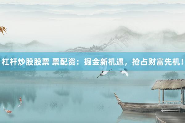 杠杆炒股股票 票配资：掘金新机遇，抢占财富先机！