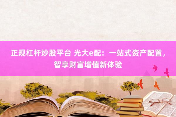 正规杠杆炒股平台 光大e配：一站式资产配置，智享财富增值新体验