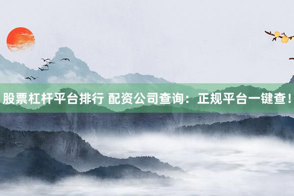 股票杠杆平台排行 配资公司查询：正规平台一键查！