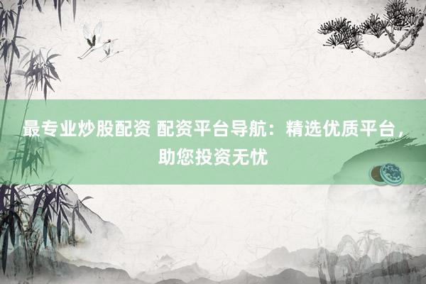 最专业炒股配资 配资平台导航：精选优质平台，助您投资无忧