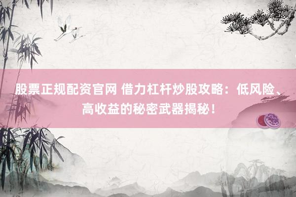 股票正规配资官网 借力杠杆炒股攻略：低风险、高收益的秘密武器揭秘！