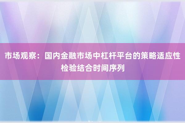 市场观察：国内金融市场中杠杆平台的策略适应性检验结合时间序列