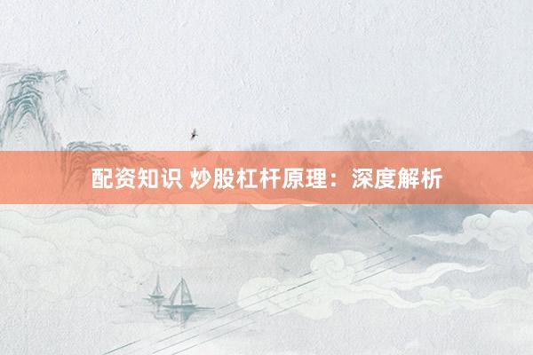 配资知识 炒股杠杆原理：深度解析