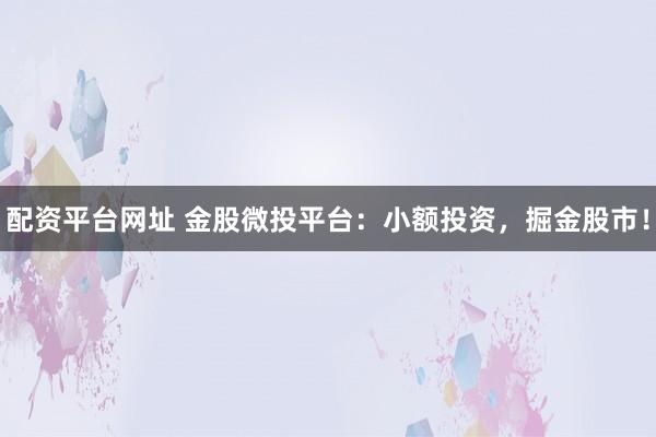 配资平台网址 金股微投平台：小额投资，掘金股市！