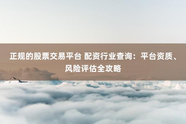 正规的股票交易平台 配资行业查询：平台资质、风险评估全攻略