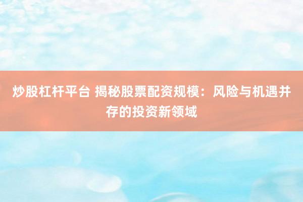 炒股杠杆平台 揭秘股票配资规模:风险与机遇并存的投资新领域
